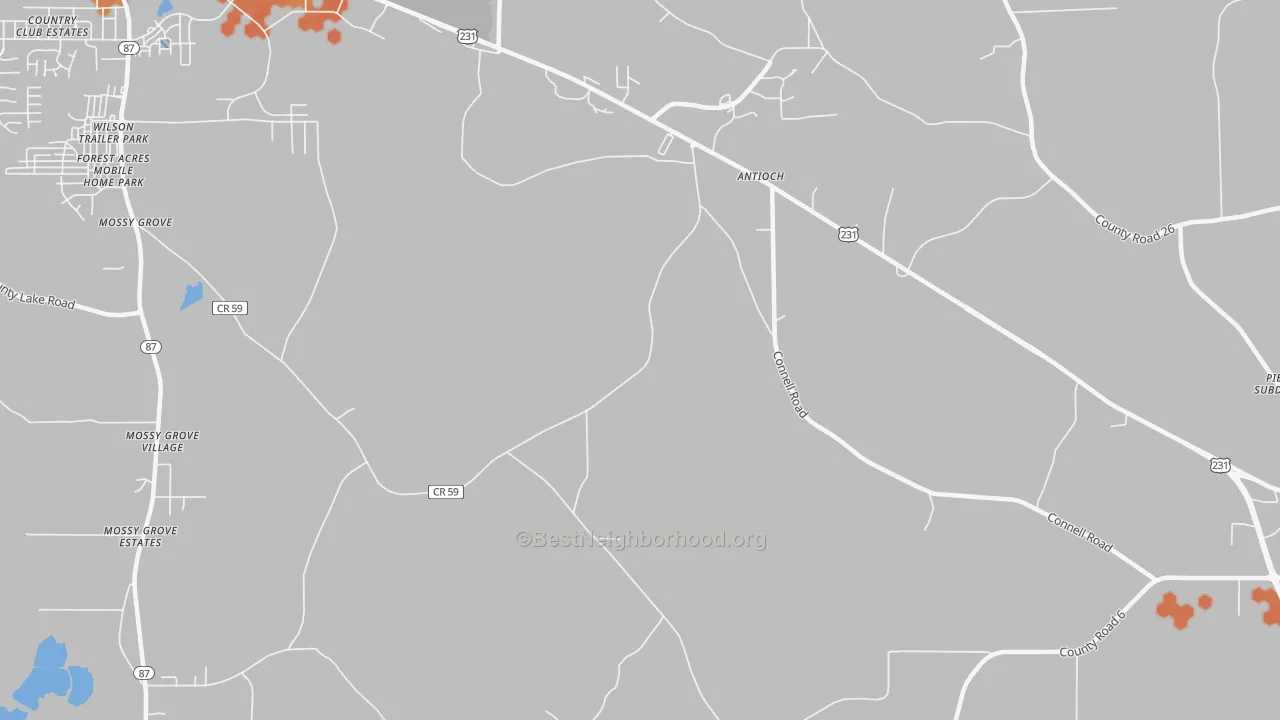 Bike Grade map of Antioch, AL
