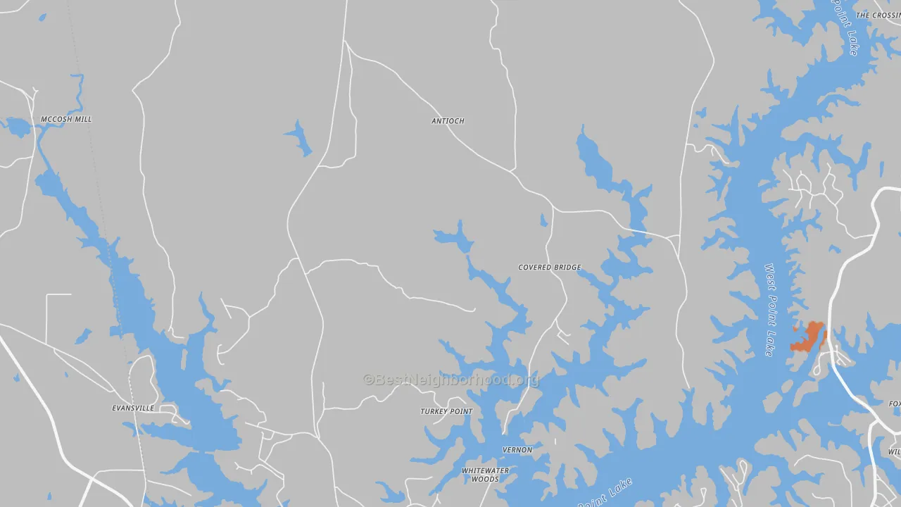 Bike Grade map of Antioch, GA