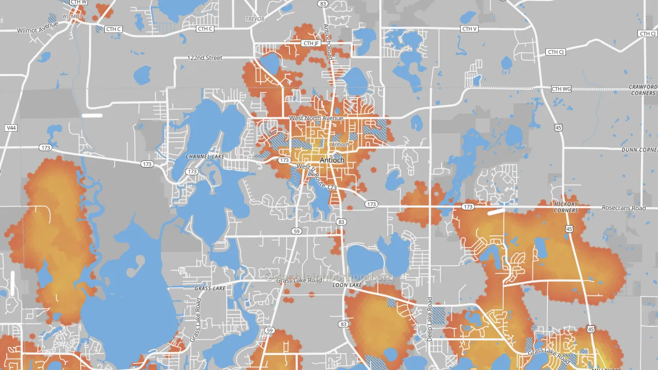 Bike Grade map of Antioch, IL