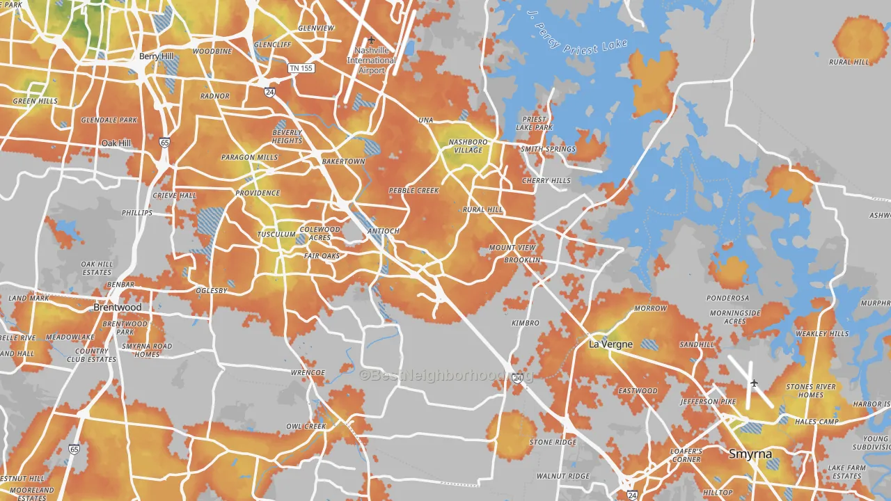 Bike Grade map of Antioch, TN
