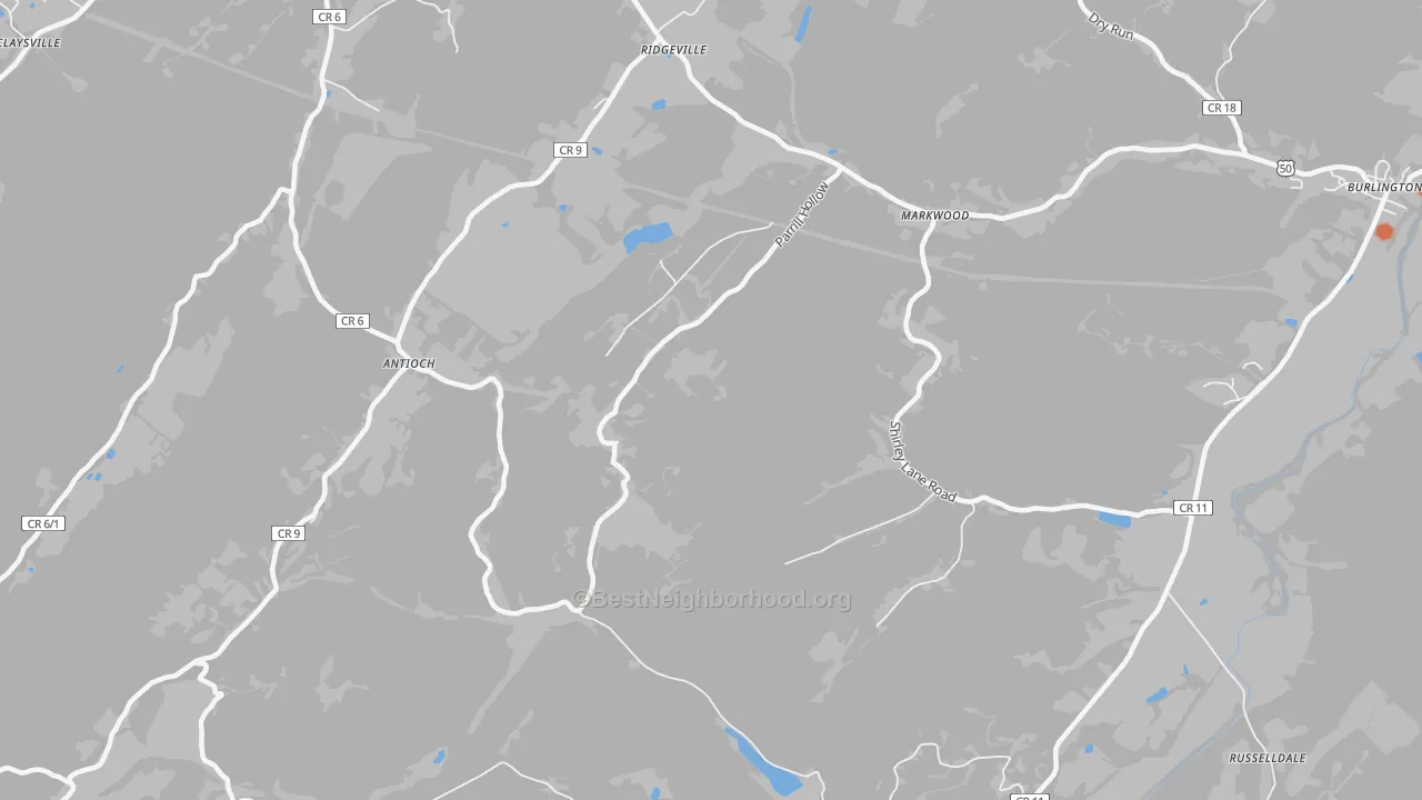 Bike Grade map of Antioch, WV