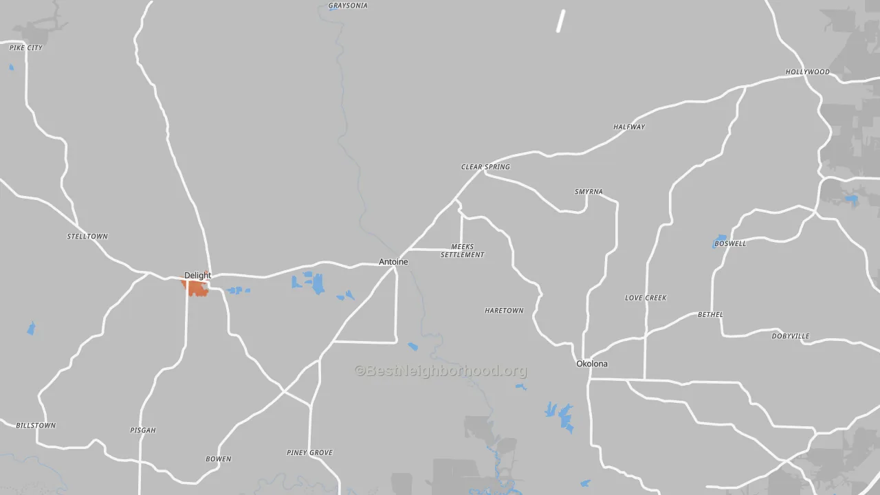 Bike Grade map of Antoine, AR