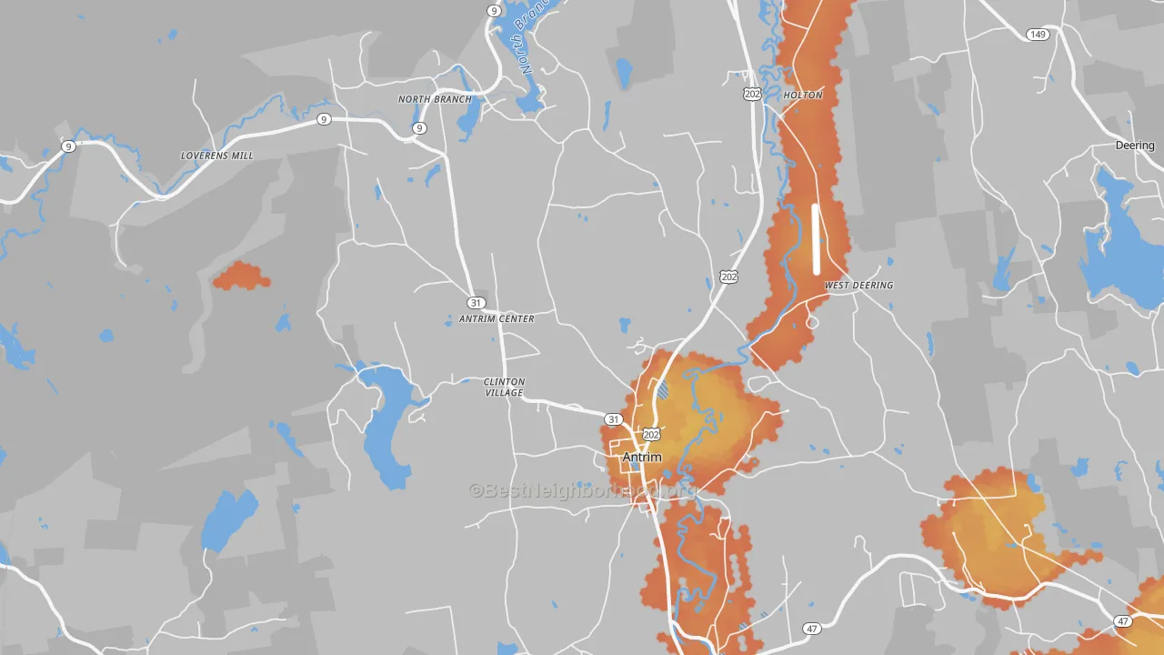 Bike Grade map of Antrim, NH