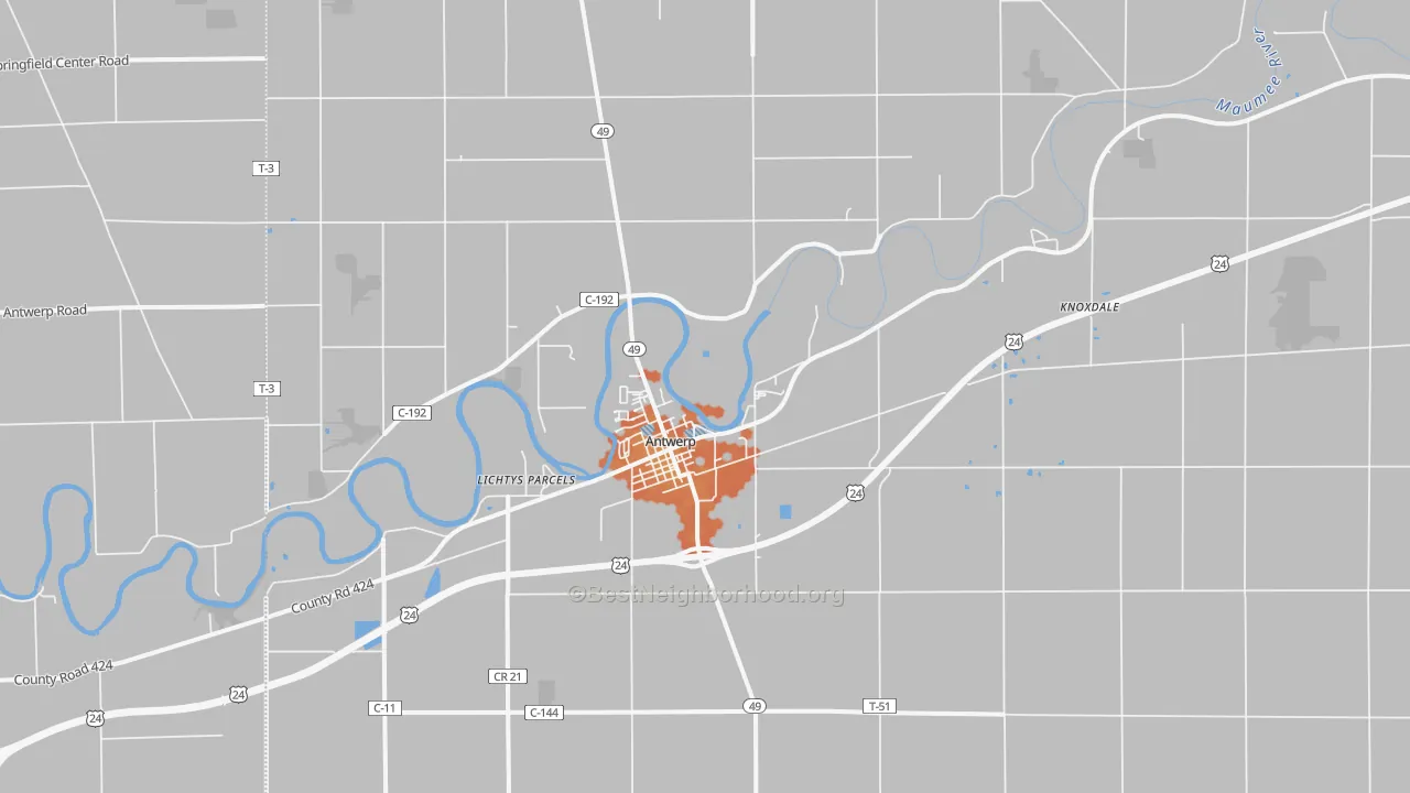 Bike Grade map of Antwerp, OH