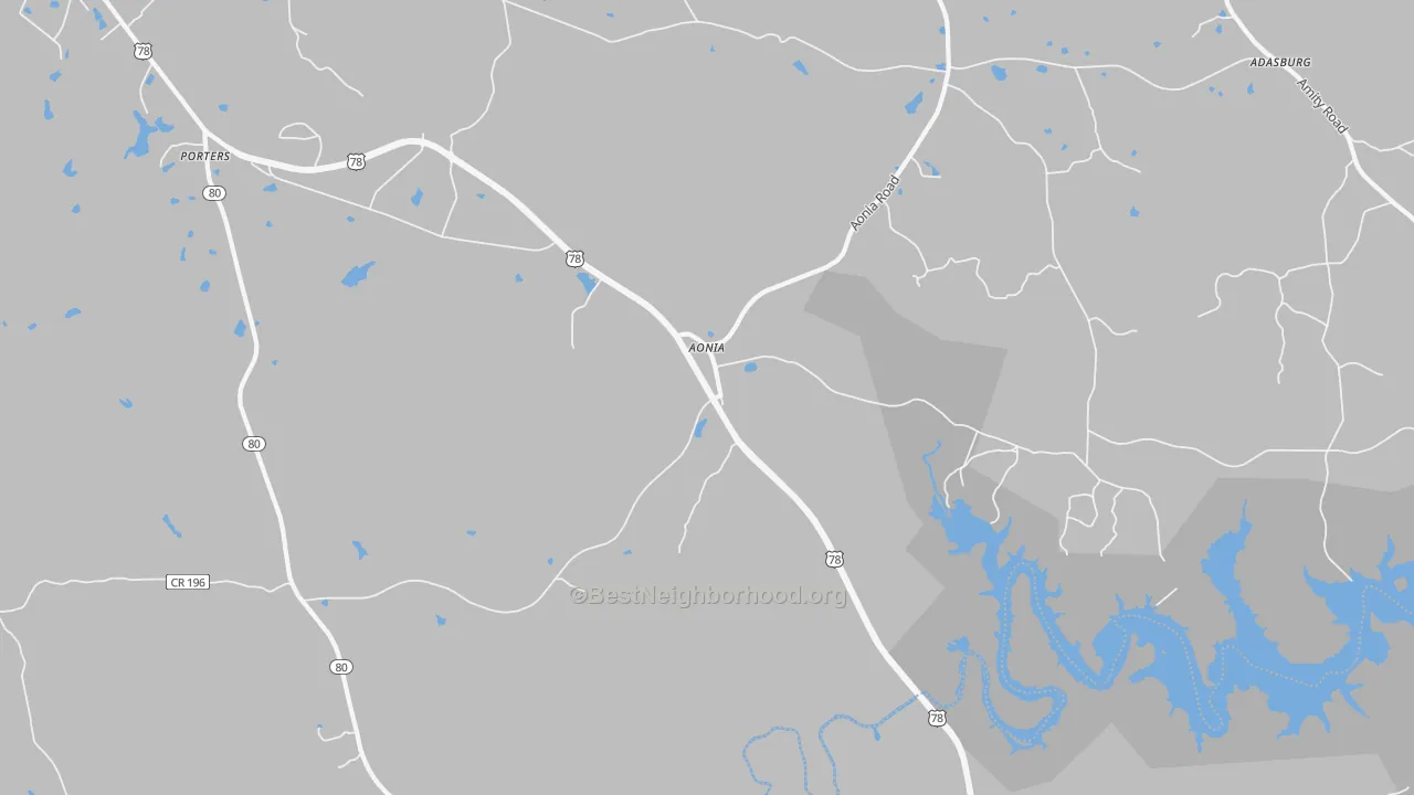 Bike Grade map of Aonia, GA