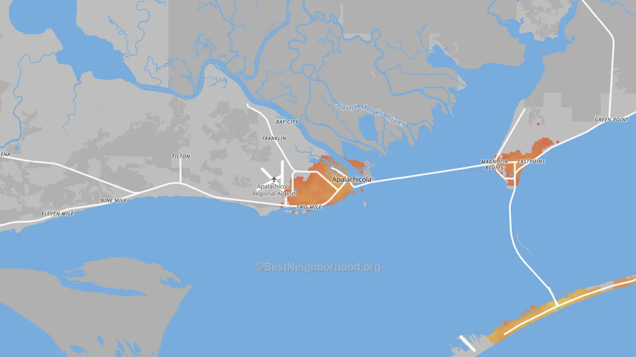 Bike Grade map of Apalachicola, FL