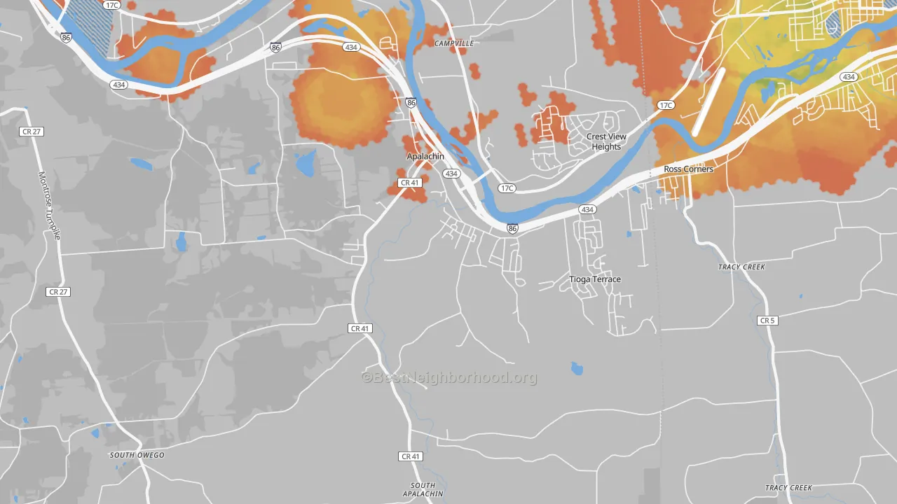 Bike Grade map of Apalachin, NY