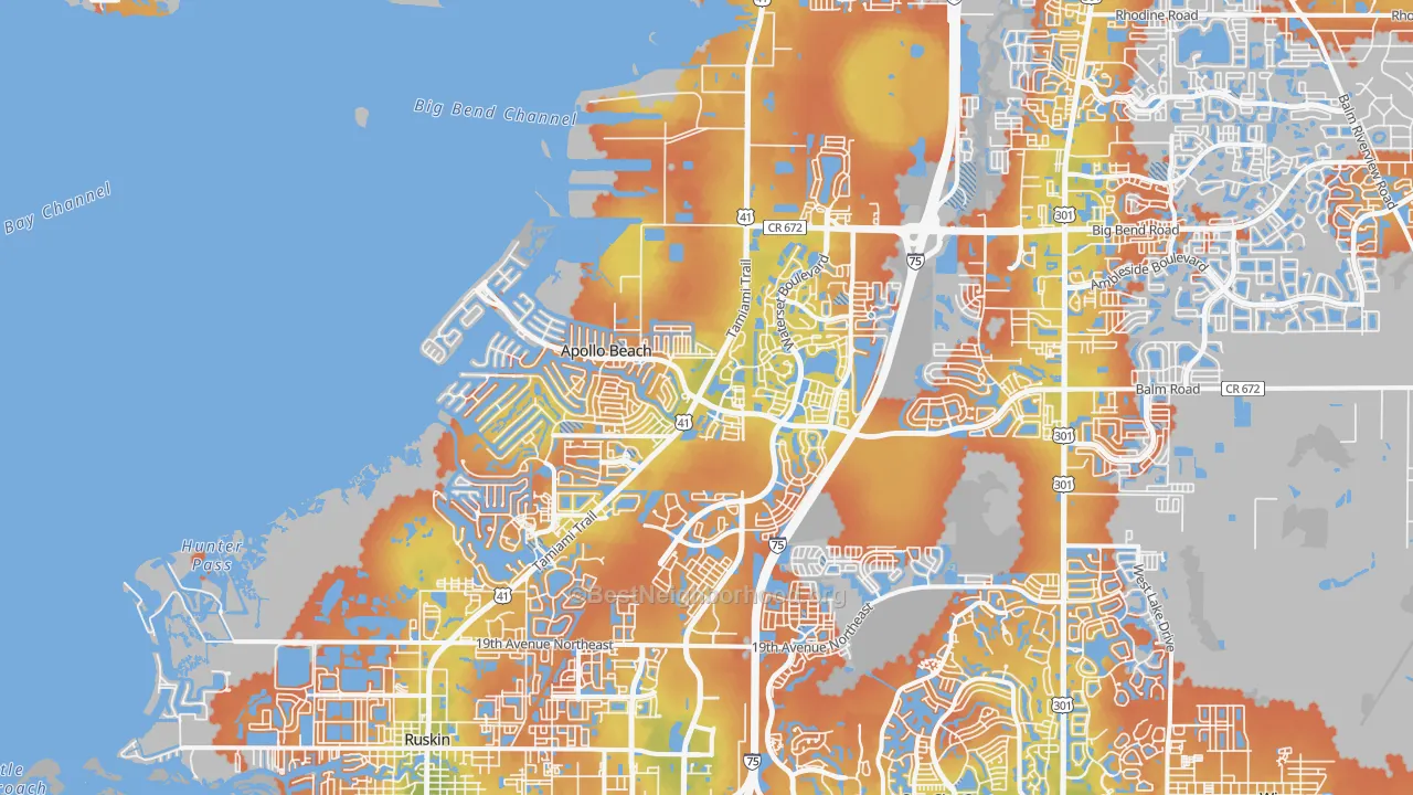 Bike Grade map of Apollo Beach, FL