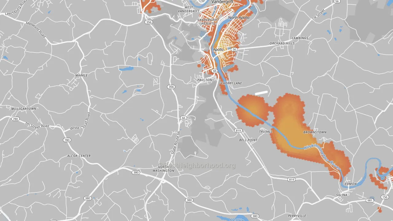 Bike Grade map of Apollo, PA