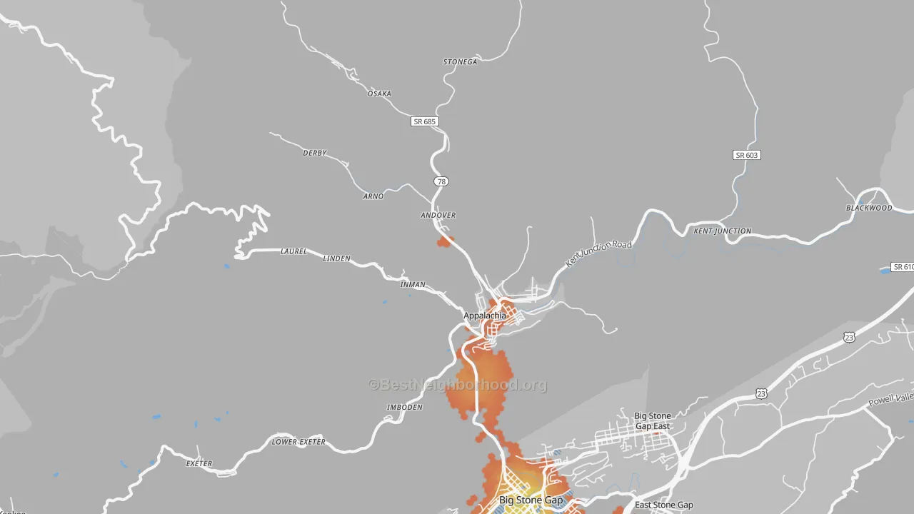 Bike Grade map of Appalachia, VA