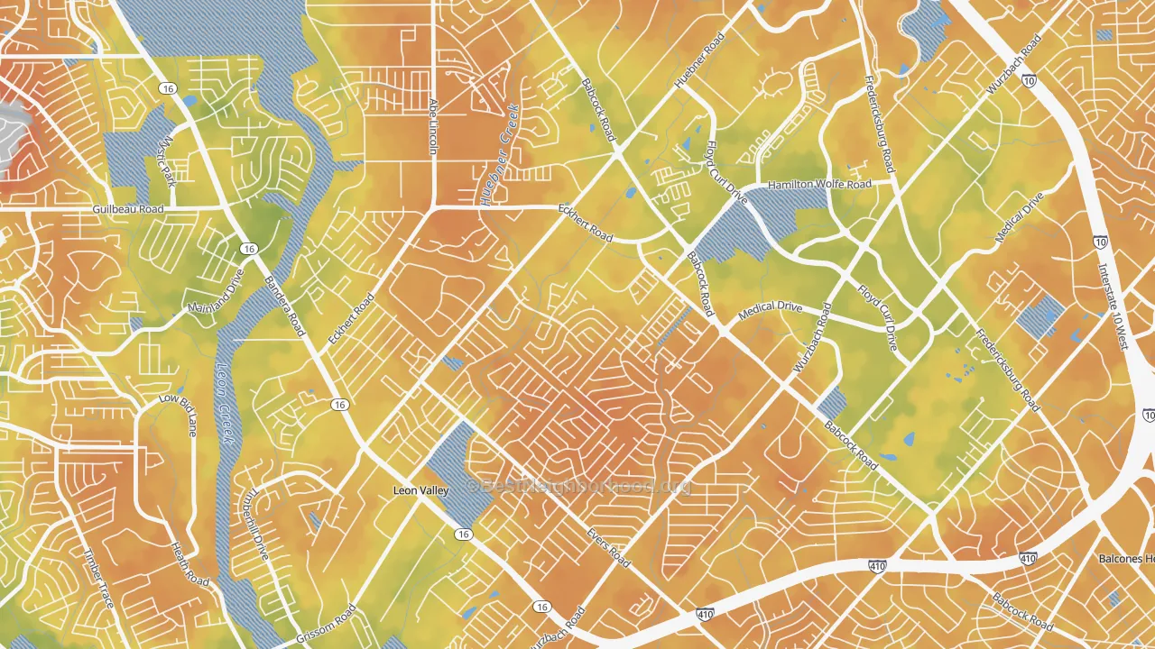Bike Grade map of Apple Creek, San Antonio, TX