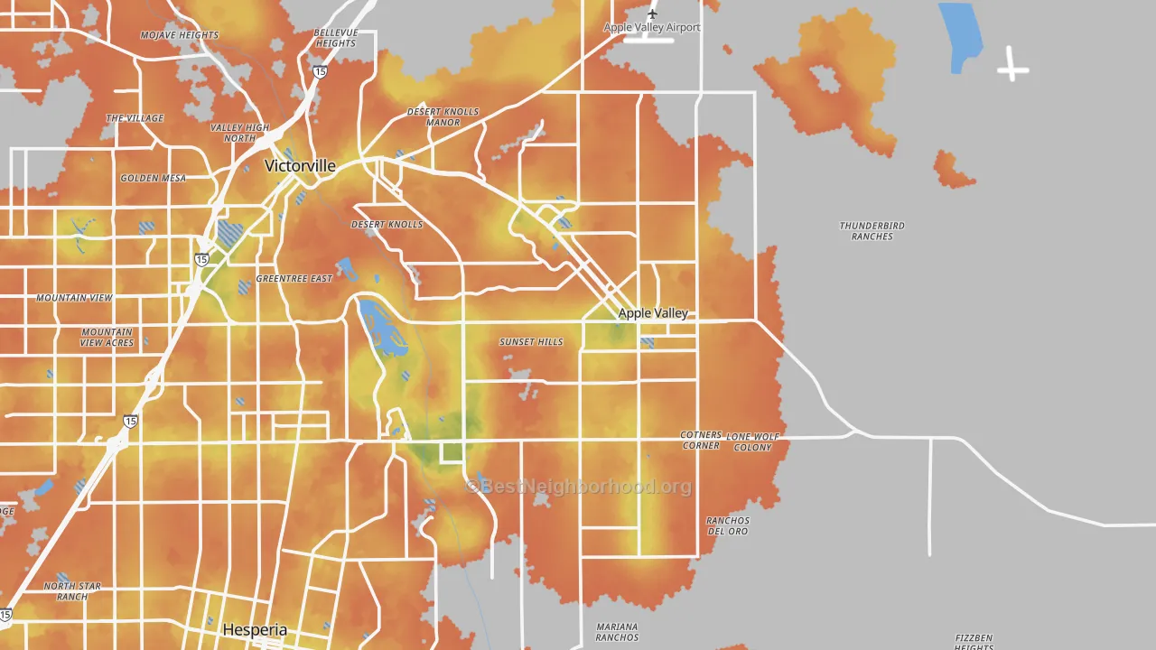 Bike Grade map of Apple Valley, CA