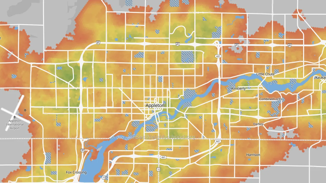 Bike Grade map of Appleton, WI