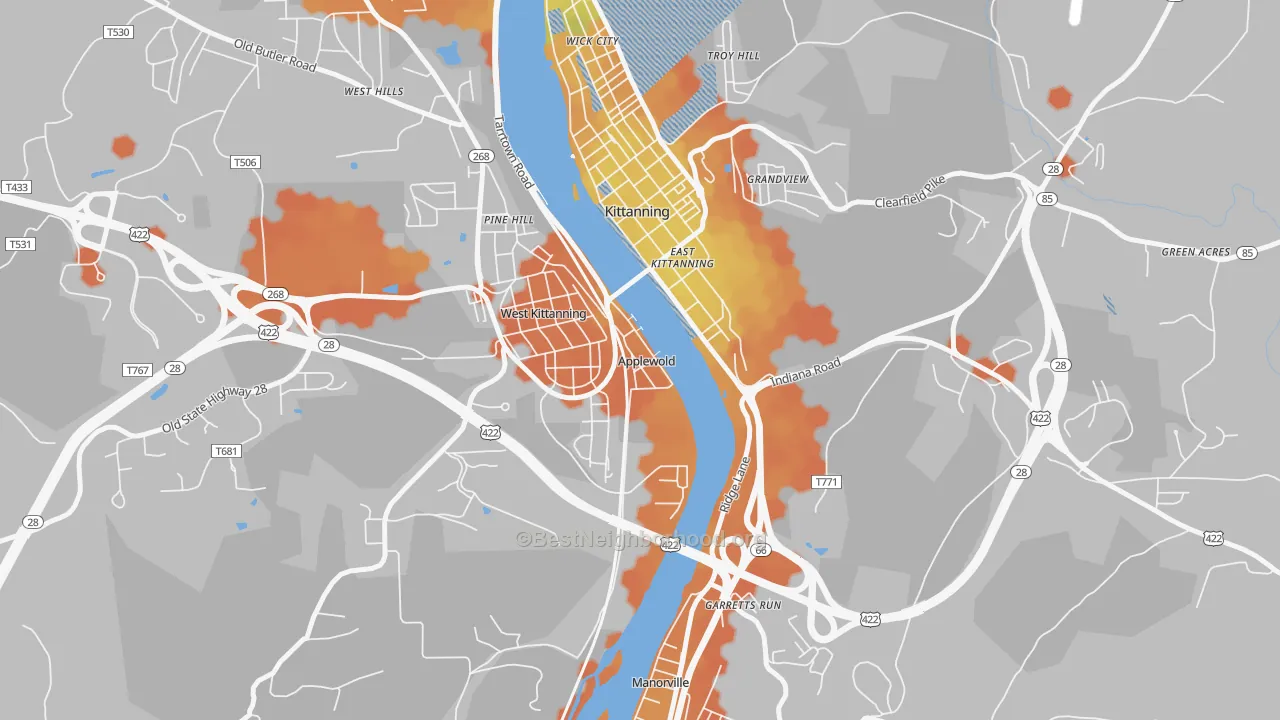 Bike Grade map of Applewold, PA