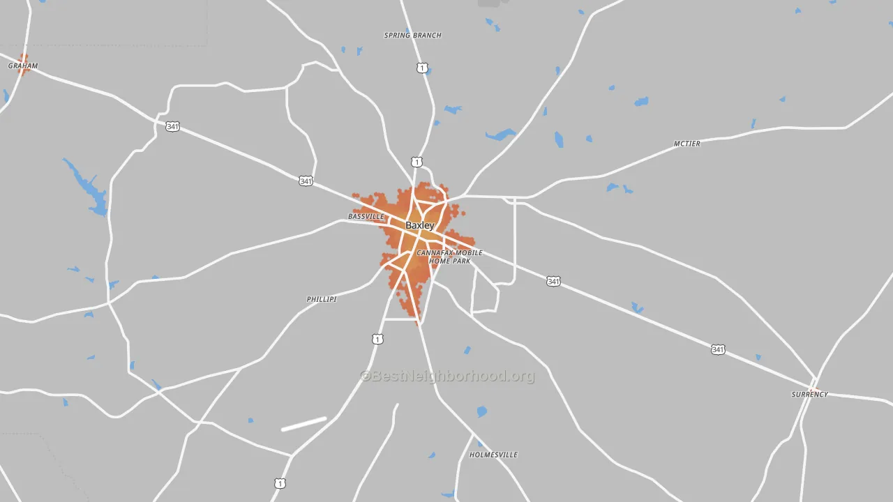 Bike Grade map of Appling County, GA
