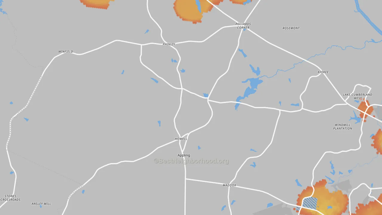 Bike Grade map of Appling, GA
