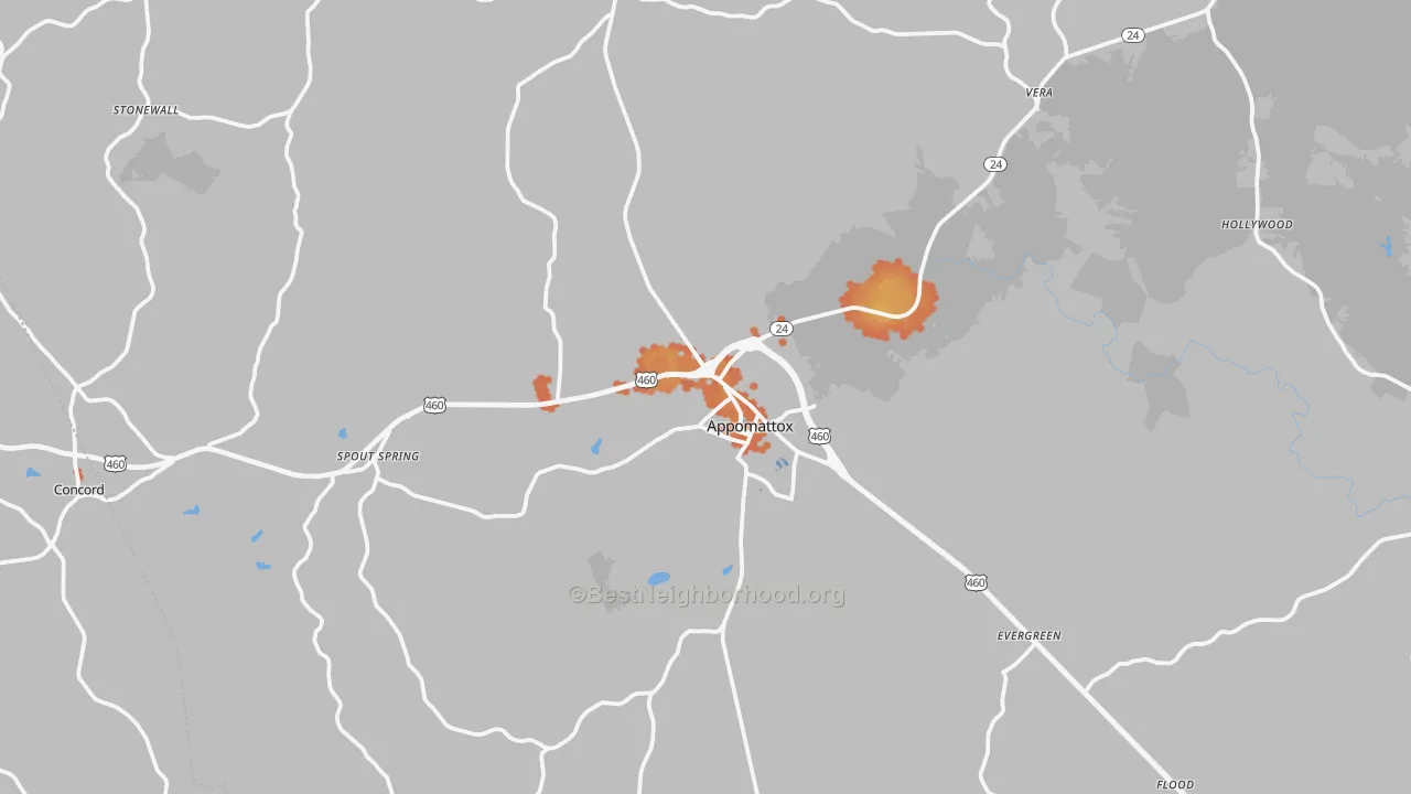 Bike Grade map of Appomattox County, VA
