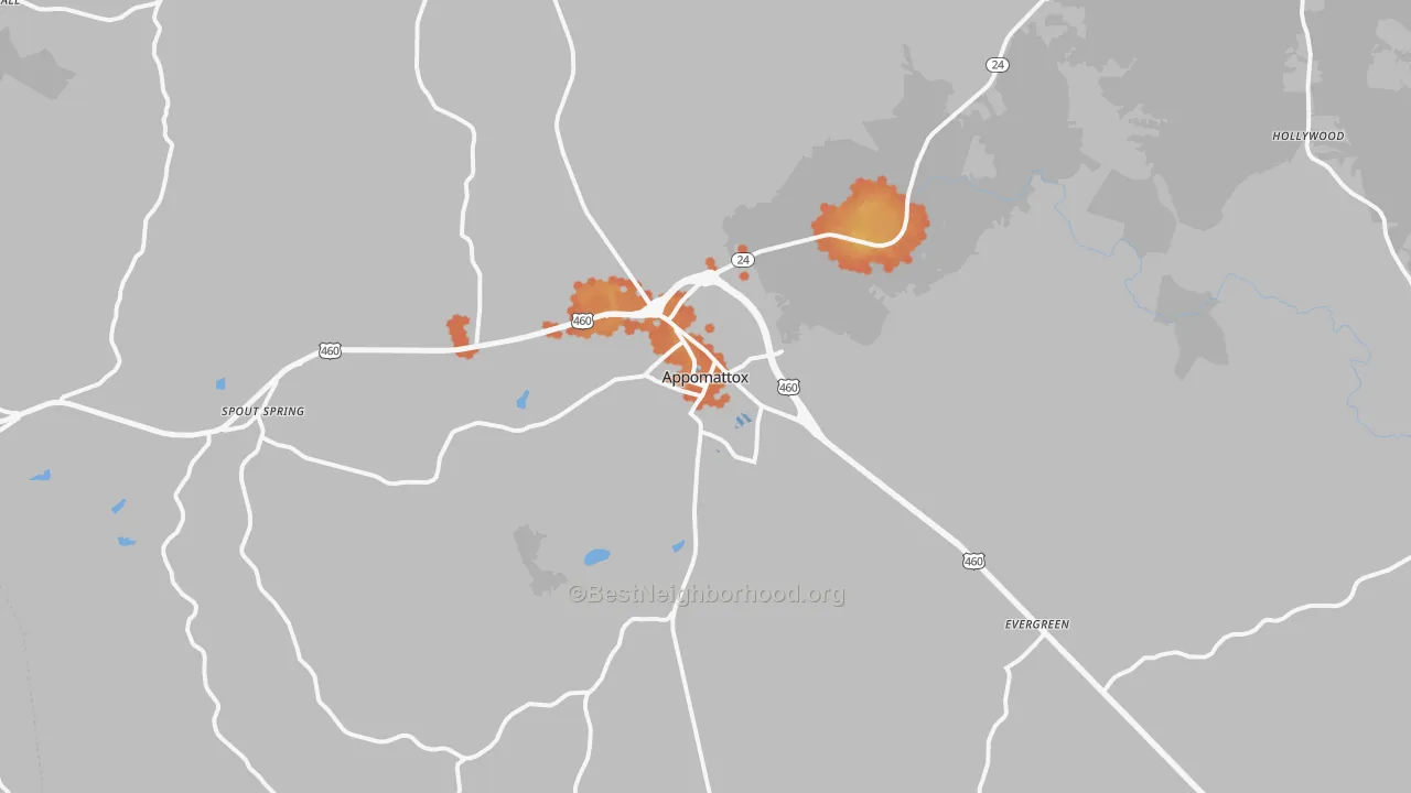 Bike Grade map of Appomattox, VA