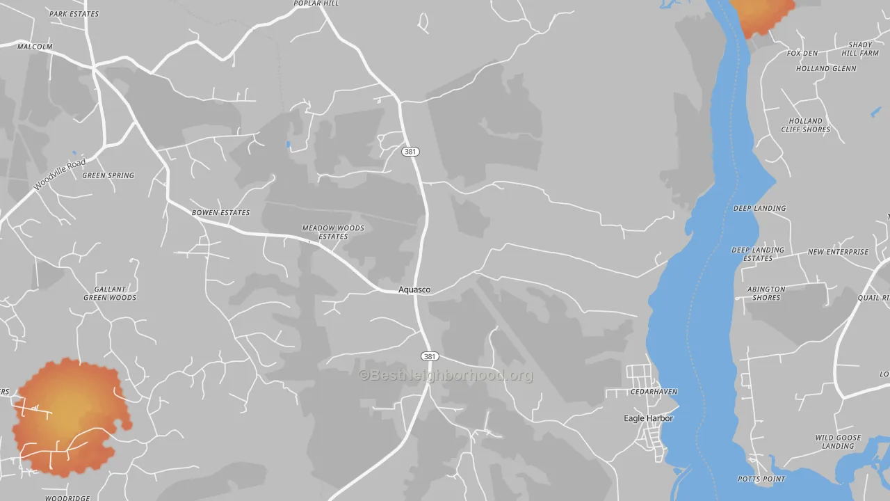 Bike Grade map of Aquasco, MD