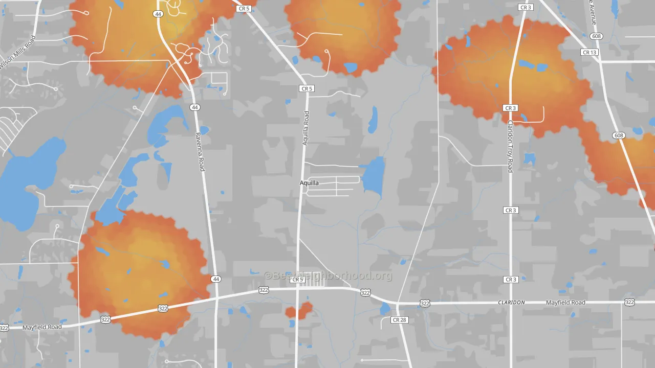 Bike Grade map of Aquilla, OH