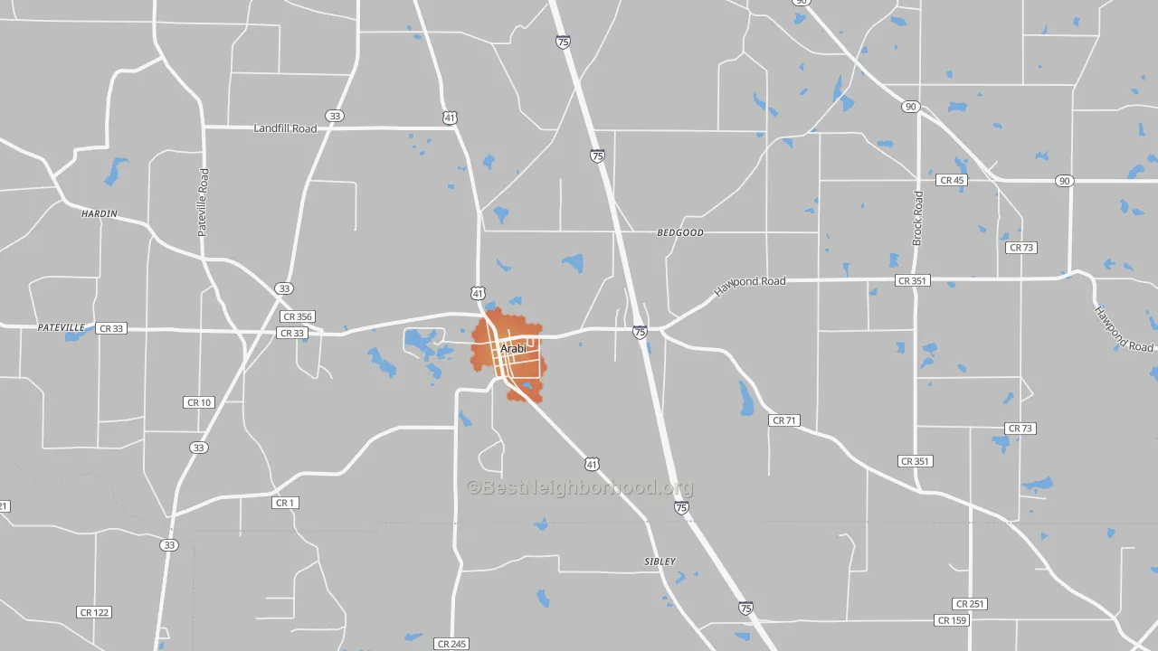 Bike Grade map of Arabi, GA
