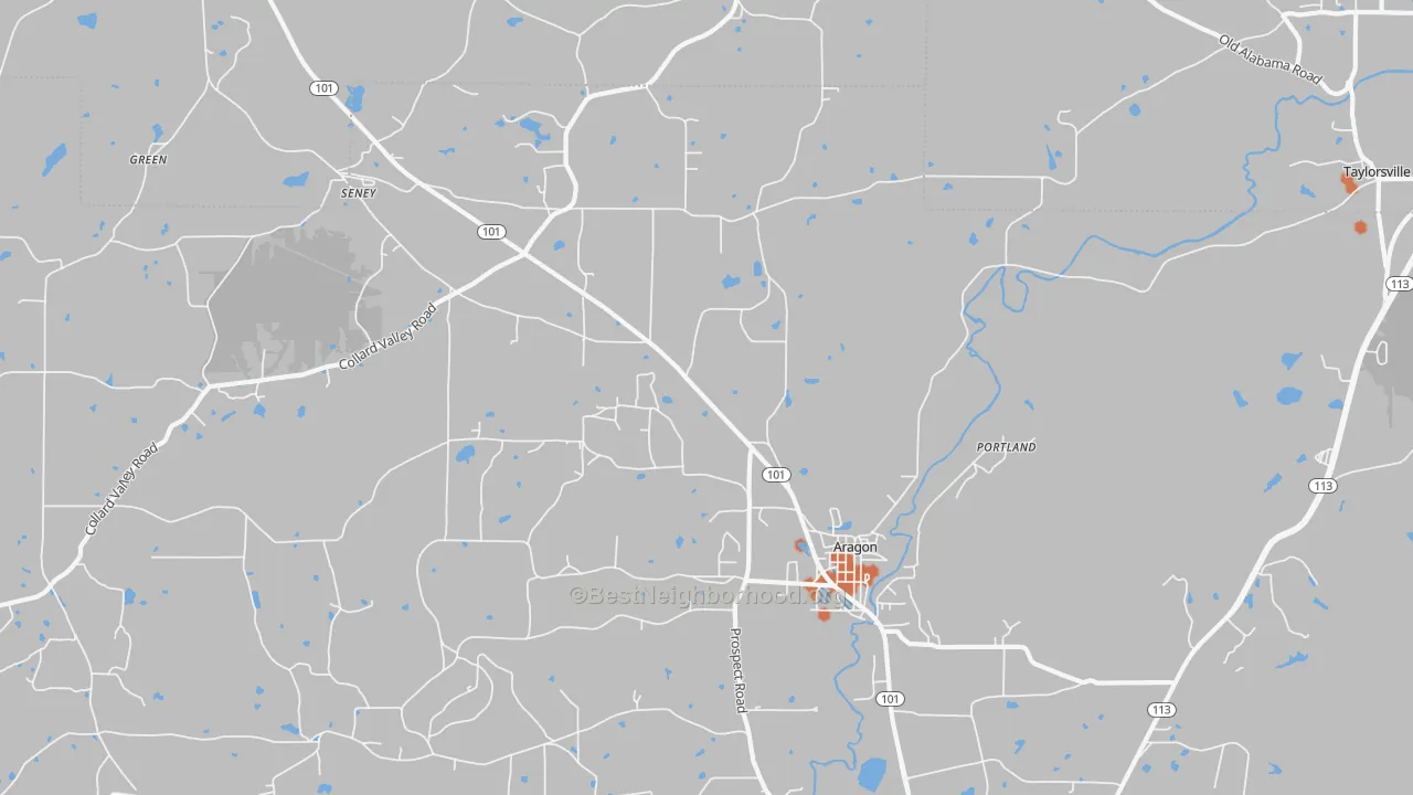 Bike Grade map of Aragon, GA