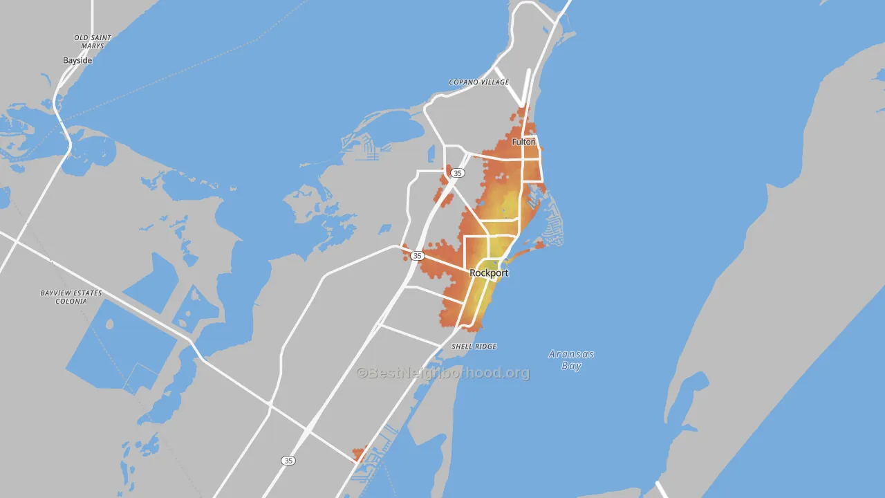 Bike Grade map of Aransas County, TX