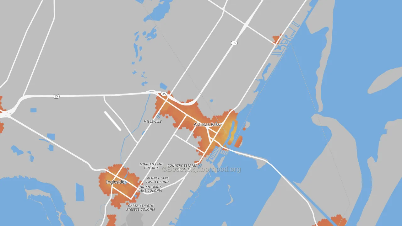 Bike Grade map of Aransas Pass, TX