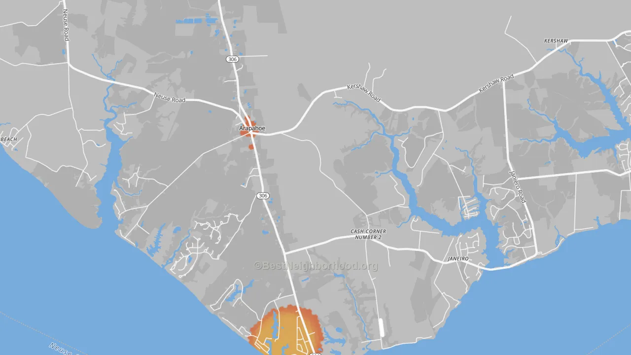Bike Grade map of Arapahoe, NC