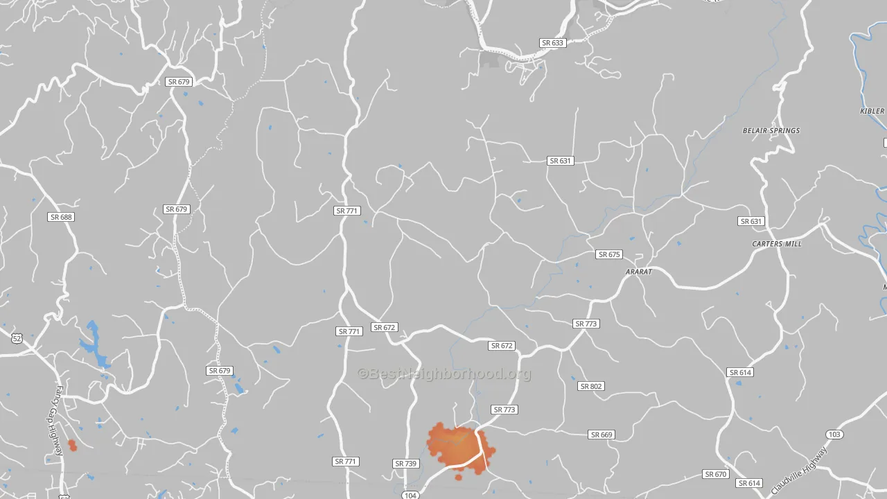 Bike Grade map of Ararat, VA