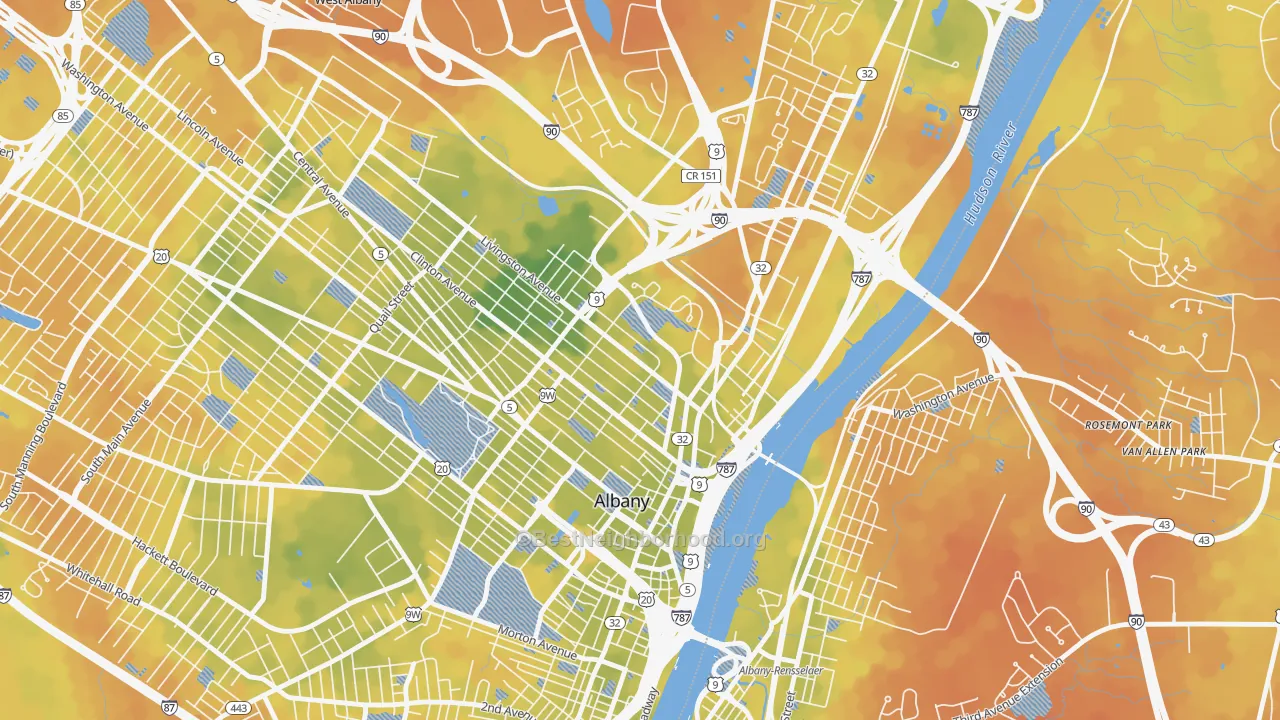 Bike Grade map of Arbor Hill, Albany, NY