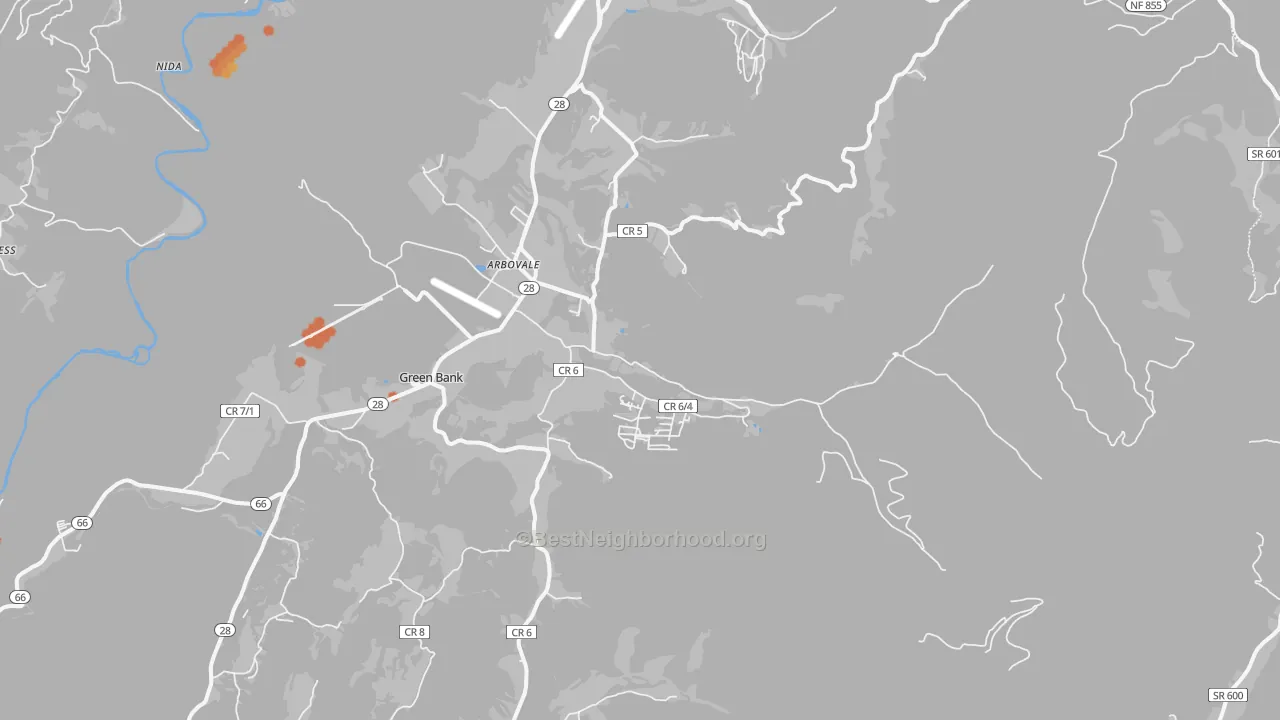 Bike Grade map of Arbovale, WV