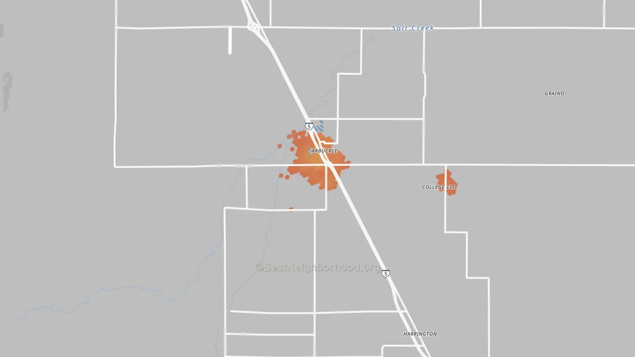 Bike Grade map of Arbuckle, CA
