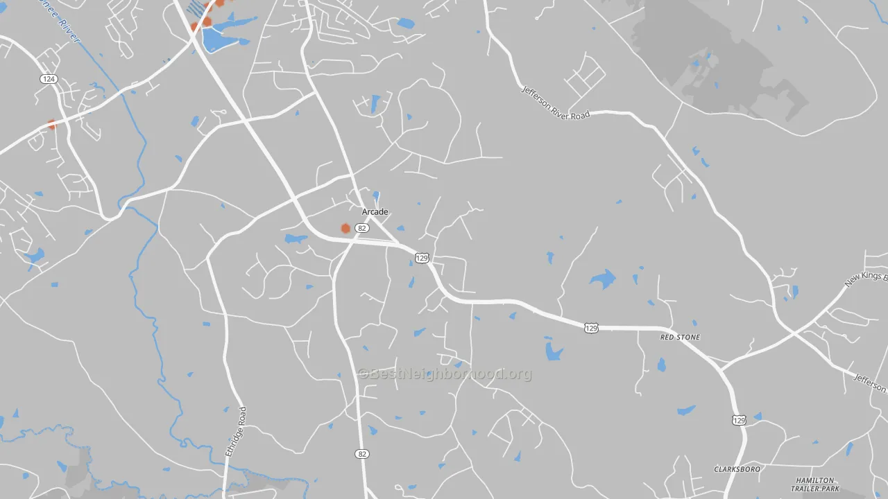 Bike Grade map of Arcade, GA