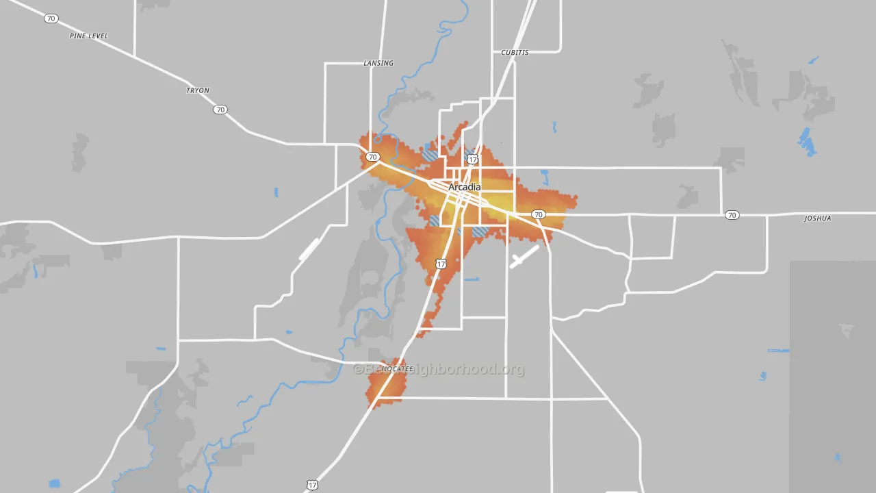 Bike Grade map of Arcadia, FL