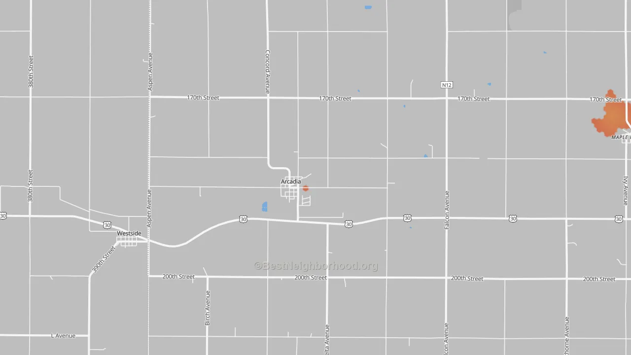 Bike Grade map of Arcadia, IA