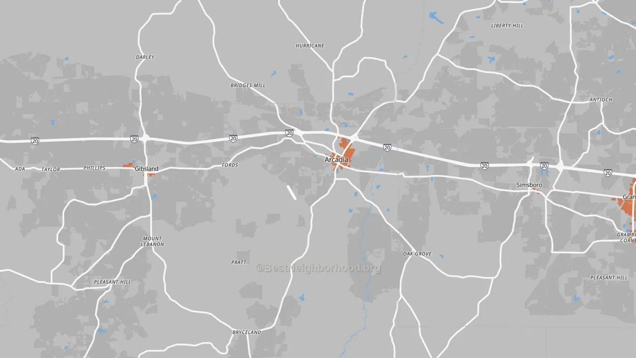 Bike Grade map of Arcadia, LA