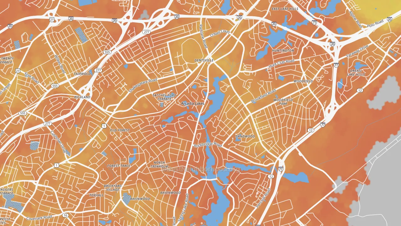 Bike Grade map of Arcadia Lakes, SC