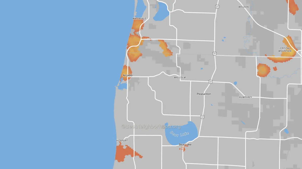 Bike Grade map of Arcadia, MI
