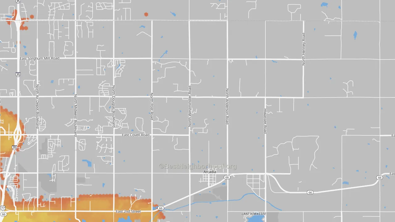 Bike Grade map of Arcadia, OK