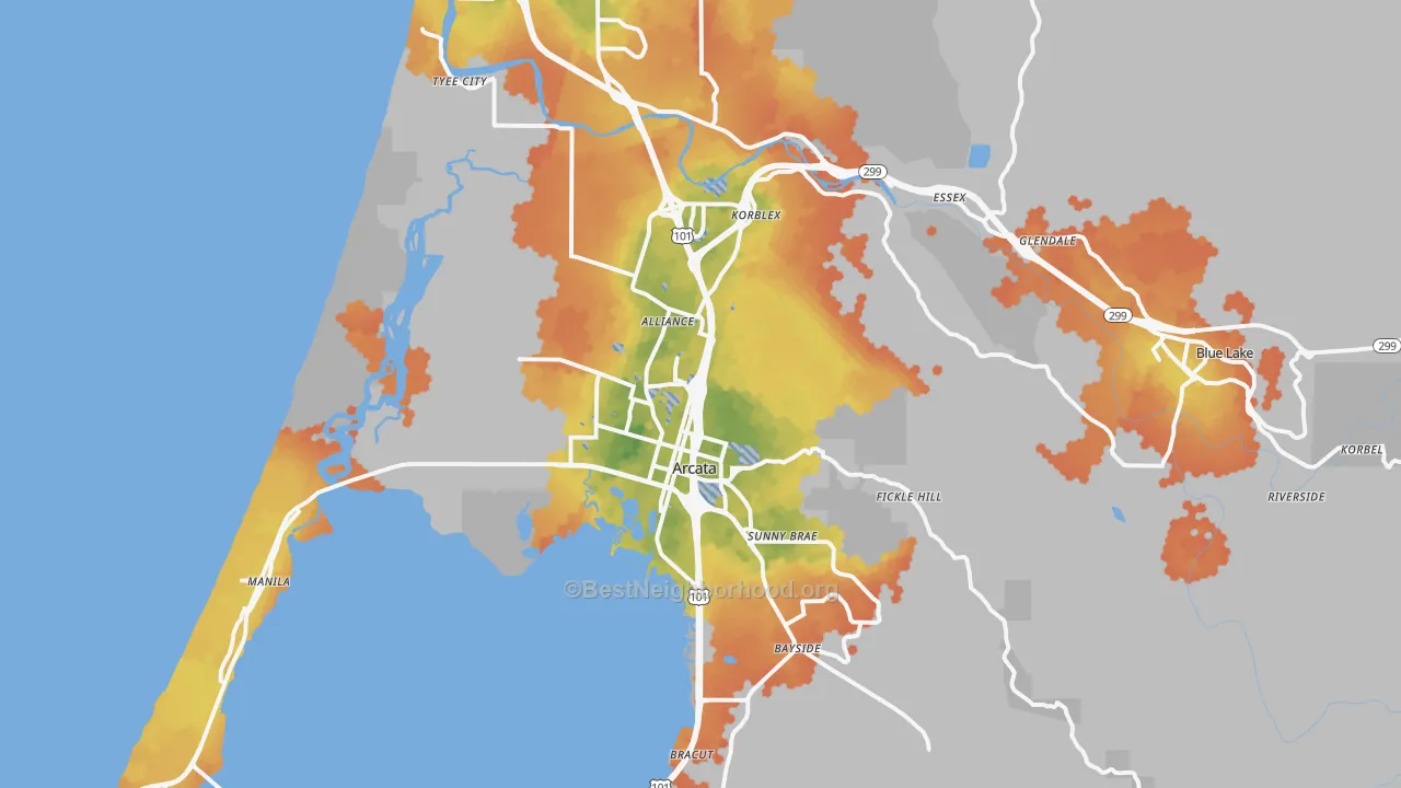 Bike Grade map of Arcata, CA