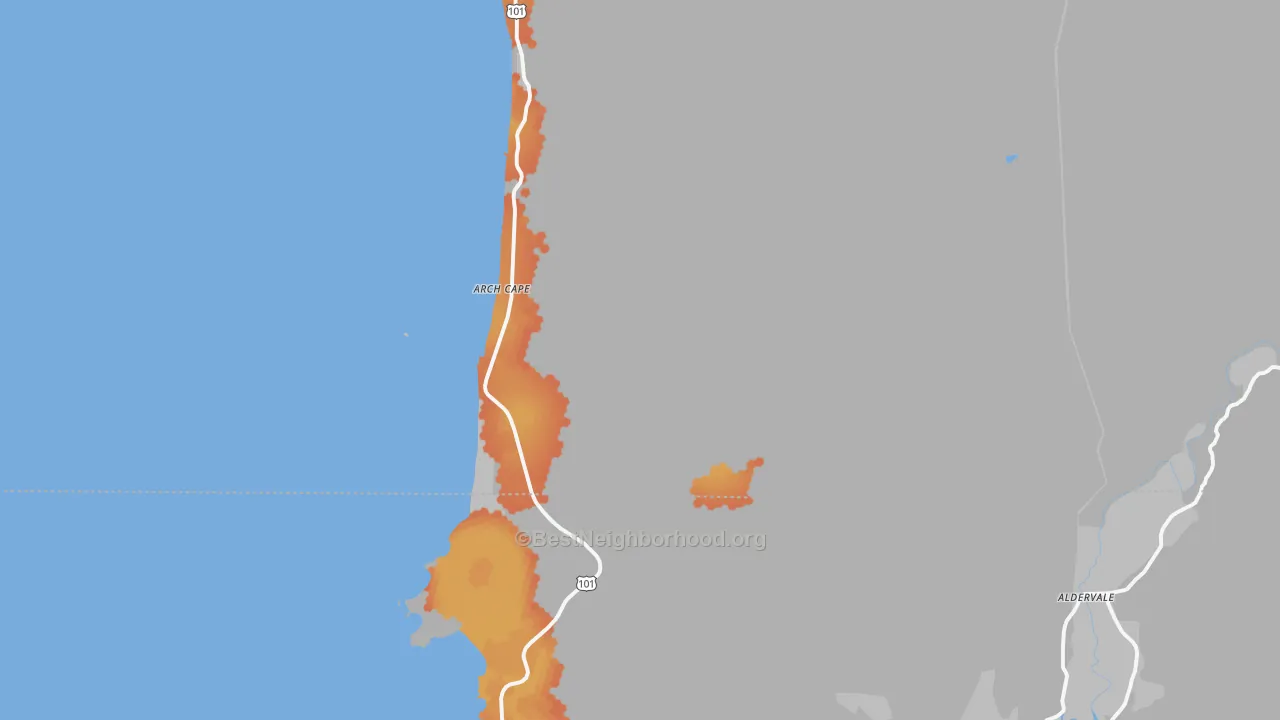 Bike Grade map of Arch Cape, OR