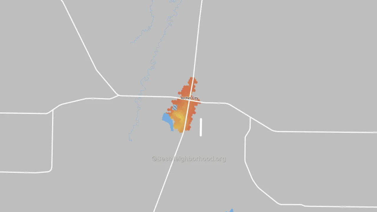 Bike Grade map of Archer City, TX