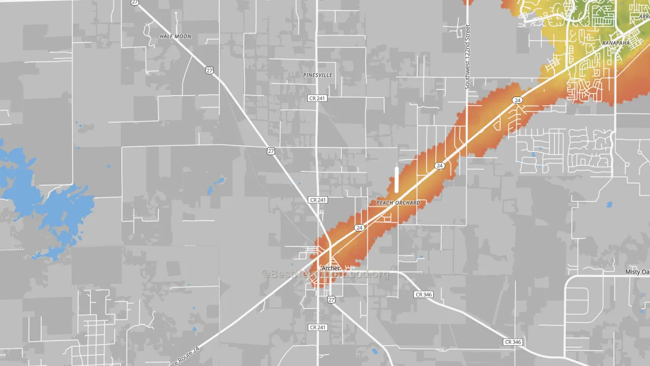 Bike Grade map of Archer, FL