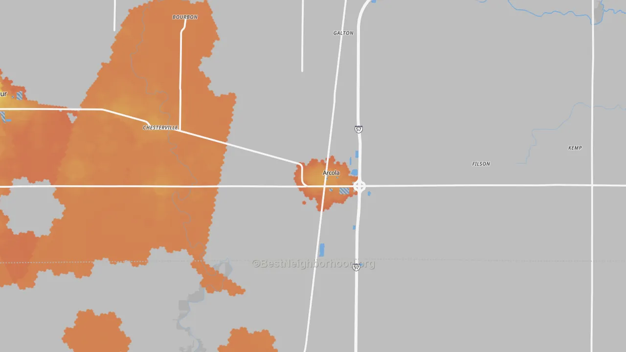 Bike Grade map of Arcola, IL