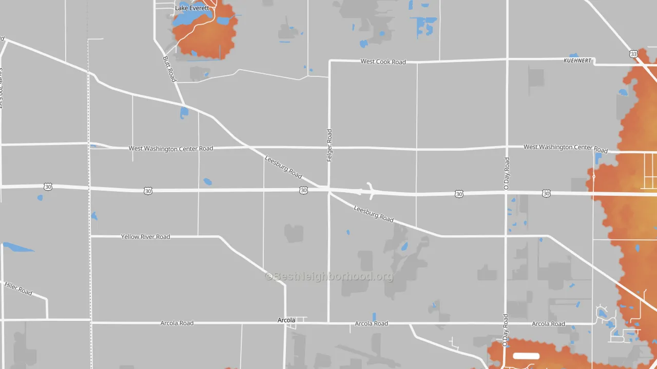 Bike Grade map of Arcola, IN