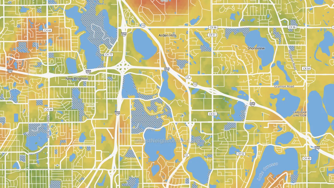 Bike Grade map of Arden Hills, MN