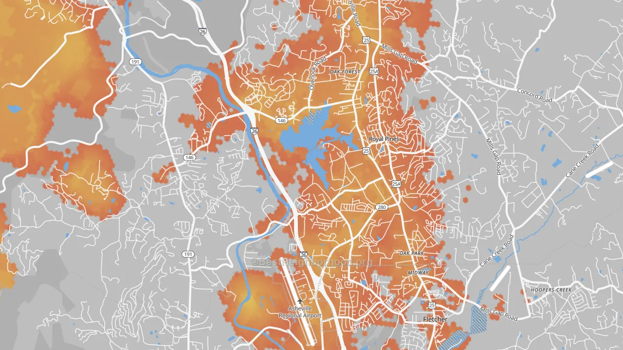 Bike Grade map of Arden, NC