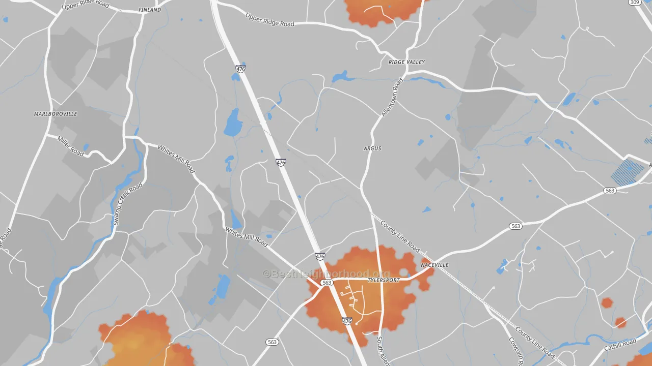 Bike Grade map of Argus, PA