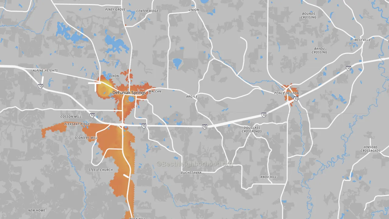 Bike Grade map of Argyle, FL